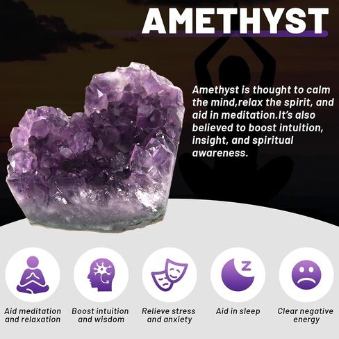 Orientrea 30-50g 1PC Amethyst Heart Cluster, Natural Crystal Heart Worry Stone- Amethyst Crystals for Decoration, Wire Wrapping, Meditation, Wicca & Reiki High Energy Crystal Healing in Kuwait