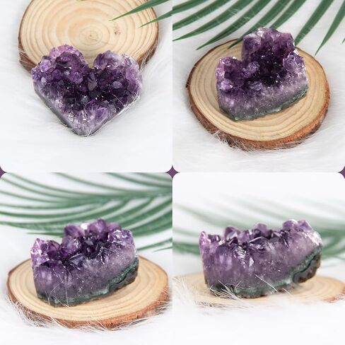 Orientrea 30-50g 1PC Amethyst Heart Cluster, Natural Crystal Heart Worry Stone- Amethyst Crystals for Decoration, Wire Wrapping, Meditation, Wicca & Reiki High Energy Crystal Healing in Kuwait