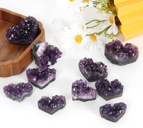 Orientrea 30-50g 1PC Amethyst Heart Cluster, Natural Crystal Heart Worry Stone- Amethyst Crystals for Decoration, Wire Wrapping, Meditation, Wicca & Reiki High Energy Crystal Healing in Kuwait