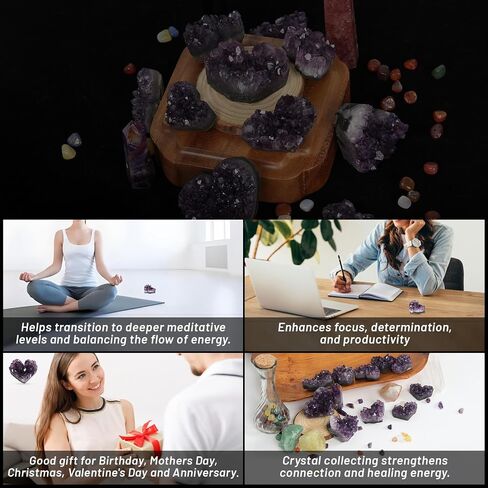 Orientrea 30-50g 1PC Amethyst Heart Cluster, Natural Crystal Heart Worry Stone- Amethyst Crystals for Decoration, Wire Wrapping, Meditation, Wicca & Reiki High Energy Crystal Healing in Kuwait