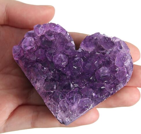 Orientrea 30-50g 1PC Amethyst Heart Cluster, Natural Crystal Heart Worry Stone- Amethyst Crystals for Decoration, Wire Wrapping, Meditation, Wicca & Reiki High Energy Crystal Healing in Kuwait