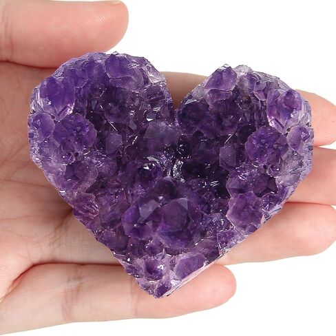 Orientrea 30-50g 1PC Amethyst Heart Cluster, Natural Crystal Heart Worry Stone- Amethyst Crystals for Decoration, Wire Wrapping, Meditation, Wicca & Reiki High Energy Crystal Healing in Kuwait