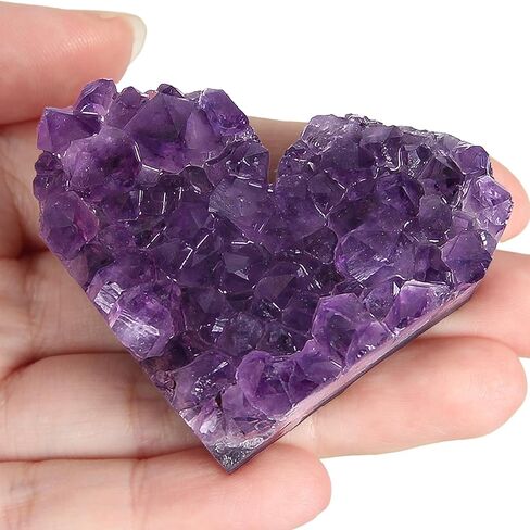 Orientrea 30-50g 1PC Amethyst Heart Cluster, Natural Crystal Heart Worry Stone- Amethyst Crystals for Decoration, Wire Wrapping, Meditation, Wicca & Reiki High Energy Crystal Healing in Kuwait