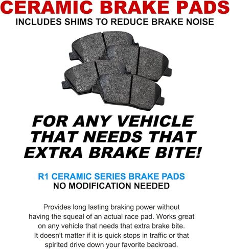R1 Concepts Front Rear Brakes and Rotors Kit |Front Rear Brake Pads| Brake Rotors and Pads| Semi Metallic Brake Pads and Rotors |fits 1995-2002 Ford Explorer, Ranger, Mercury Mountaineer in Saudi Arabia