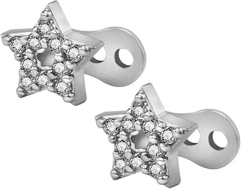 2pcs Dermal Anchor Tops and Base Titanium Steel Piercing Jewelry, Star in Saudi Arabia
