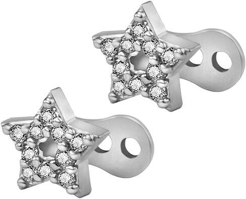 2pcs Dermal Anchor Tops and Base Titanium Steel Piercing Jewelry, Star in Saudi Arabia
