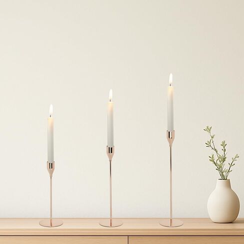 مجموعة حوامل شمعدان طويلة من Foryoudecor مكونة من 6 قطع، حامل شموع مستدقة باللون الذهبي الوردي، شموع عتيقة للشموع الطويلة، ديكور مركزي لغرفة المعيشة، ديكور طاولة الطعام، الزفاف، حفلة الموقد in Saudi Arabia