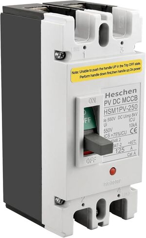 قاطع دائرة مقولب 200 أمبير تيار مستمر، HSM1PV-250، قطبين، 550 فولت، لنظام الطاقة الشمسية الكهروضوئية، نظام شبكة الألواح الشمسية in Kuwait