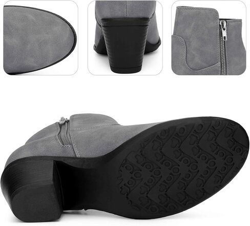 Perphy Low Chunky Heel Side Zipper Booties for Women in Saudi Arabia
