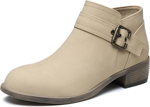 funbank Ankle Boots for Women Low Heel Chelsea Booties for Winter Round Toe Leather Snow Boots Chunky Fall Shoes with Side Zipper in Saudi Arabia