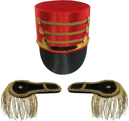 Adult Drummer Boy Toy Soldier Hat Shoulder Epaulettes Costume Accessory in Saudi Arabia