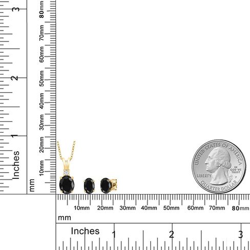 Gem Stone King 3.91 Ct Oval Black Sapphire 18K Yellow Gold Plated Silver Pendant and Earrings Jewelry Set in Saudi Arabia