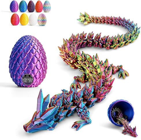 Cessfle 3D Printed Dragon Egg, 3D Dragon Eggs with Dragon Inside, Crystal Dragon Egg Fidget Toys Purple Dragon Egg, Easter Eggs Dragon Toys Gifts for Kids 5-7 in Saudi Arabia