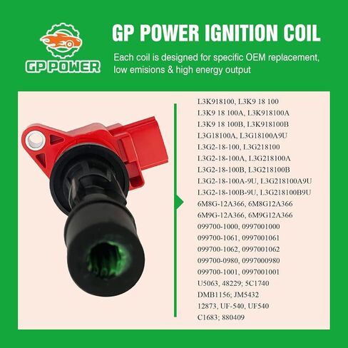 حزم ملف الإشعال الأحمر L3G2-18-100A UF540 UF-540 099700-1000 مجموعة من 4 متوافقة مع Mazda 3 6 CX-7 CX7 MX-5 Miata MX5 2.0 2.3 2.5 L4 LF L3 L5 PE in Saudi Arabia