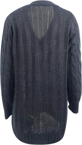 Women's Open Front Cardigan Sweater Knit Cable Button Down Oversized Cardigan Chunky V Neck Long Sleeve Outwear Coat in Saudi Arabia