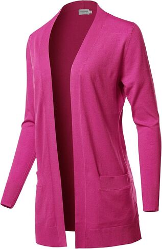 Women's Long Sleeve Soft Popcorn Knit Sweater Open Front Cardigan Outwear with Pockets in Kuwait