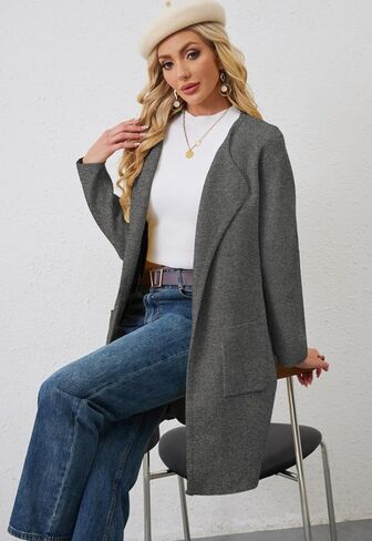 Alaster Queen Women's Open Front Fall Cardigan Long Sweater Knit Winter Coatigan Jacket Cardigan Coats with Pockets in Kuwait