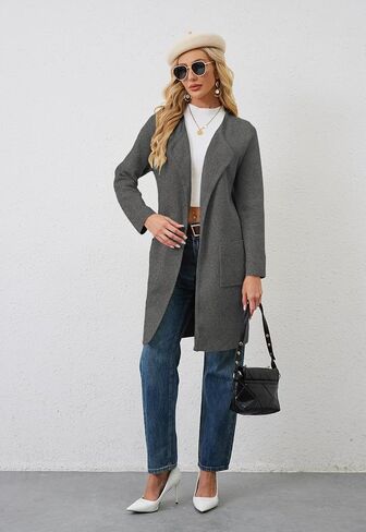 Alaster Queen Women's Open Front Fall Cardigan Long Sweater Knit Winter Coatigan Jacket Cardigan Coats with Pockets in Kuwait