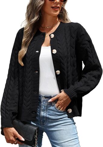 CiCiBird Womens Fall Cardigan Sweaters Casual Cable Knit Button Jackets Long Sleeve Open Front Outwear Coat in Saudi Arabia