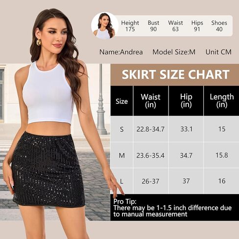 Women's Sequin Mini Skirt Sparkle High Waisted Giltter Shiny Stretchy Bodycon Skirts for Night Out Party,Club in Saudi Arabia