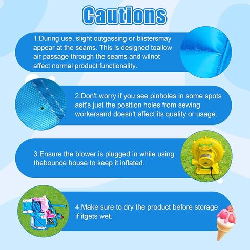 Inflatable Bounce House for Kid 3-8: Jump Bouncy House Castle with Slide - Blow Up Bouncer with 480W Blower for Toddler Outdoor Indoor Play in Kuwait