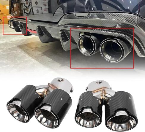 أطراف عادم رباعية جديدة من الفولاذ المقاوم للصدأ لألياف الكربون 2019-25 bmw g20 m340i 330i in Kuwait