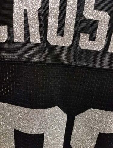 Custom Womens Blinged Football Black/Silver Mesh Jersey, MAXX Crosby Size Medium in Saudi Arabia