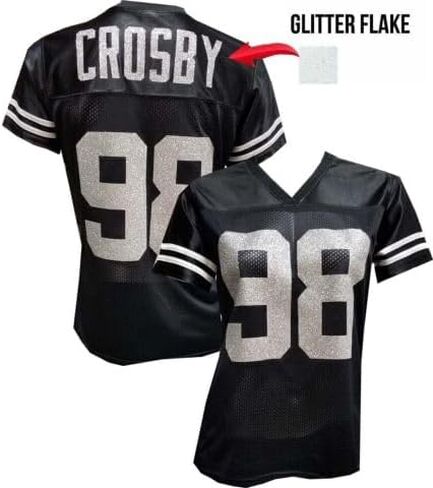 Custom Womens Blinged Football Black/Silver Mesh Jersey, MAXX Crosby Size Medium in Saudi Arabia