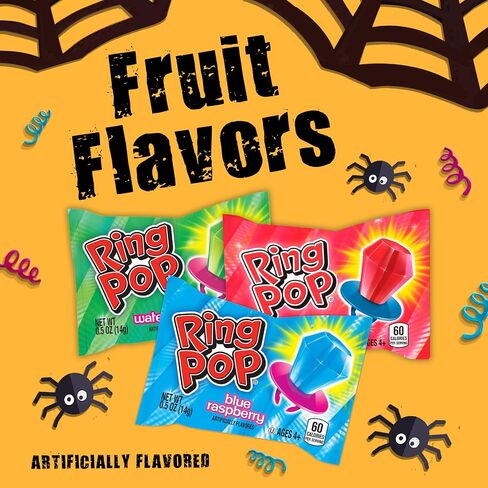 Ring Pop Individually Wrapped Bulk Lollipop Variety Party Pack – 50 Count Suckers w/ Assorted Fruity Flavors - Fun Bulk Candy for Kids - Hard Candy for Party Favors, Birthdays & Goodie Bags in Saudi Arabia