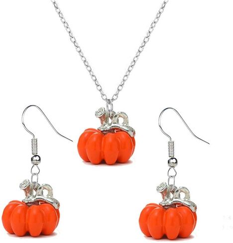 WCRAZYE Pumpkin Necklace Earrings Set for Women Unique Small Pumpkin Halloween Costumes Necklace Earrings Fall Autumn Pumpkin Earrings,Thanksgiving Day Jewelry in Saudi Arabia