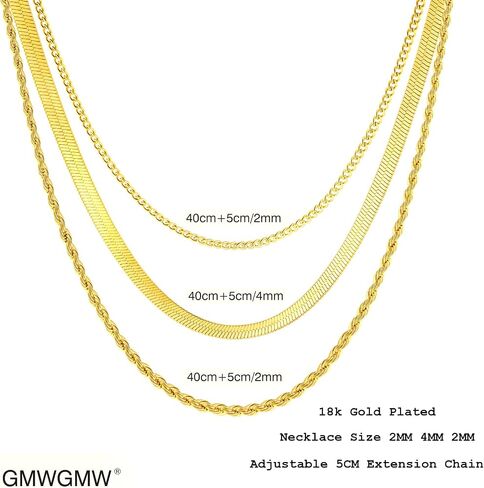 18K Gold Plated Necklace Bracelet Set Womens Stackable Adjustable Stainless Steel Minimalist Modern Everyday Jewelry Gift Gold and Silver in Saudi Arabia