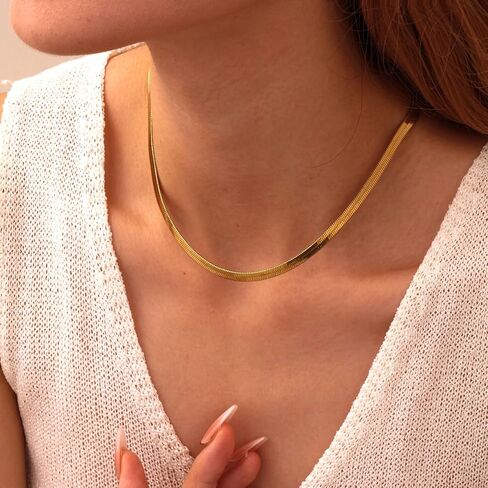 18K Gold Plated Necklace Bracelet Set Womens Stackable Adjustable Stainless Steel Minimalist Modern Everyday Jewelry Gift Gold and Silver in Saudi Arabia