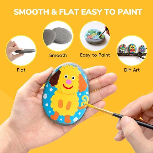 Simetufy 25 Pcs River Rocks for Painting, 2"-3" Painting Rocks, Flat & Smooth Rocks to Paint, Hand Picked Natural Stones for Painting, Cheap Crafts Rocks for Kids & Adults in Kuwait