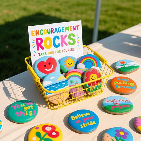 Simetufy 25 Pcs River Rocks for Painting, 2"-3" Painting Rocks, Flat & Smooth Rocks to Paint, Hand Picked Natural Stones for Painting, Cheap Crafts Rocks for Kids & Adults in Kuwait