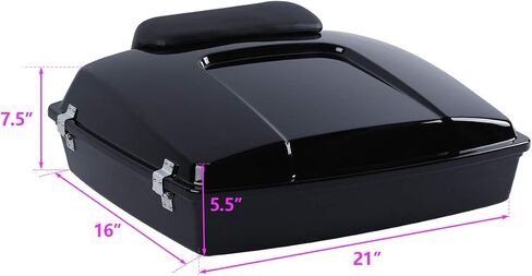 TCT-MOTORPARTS Razor Trunk w/Pad Backrest Fit for Harley 1997-2013 Touring Road King FLHR Street Electra Glide Classic FLHTC FLHTCU FLHTK FLHTP FLHTCUSE8 FLHTCUSE7 FLHT Painted Black in Saudi Arabia