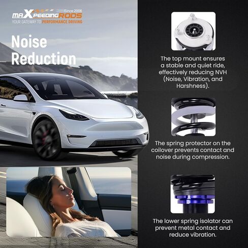 maXpeedingrods Coilover for Tesla model 3 2017+ AWD, Preset Damping Shock Absorber Struts, Quick Installation Coilovers Suspension Kit, Black in Saudi Arabia