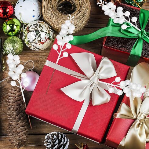 20 Pcs Christmas Glitter Berries Stems,8.3 Inch Artificial Christmas Tree Picks Decoration and Christmas Tree Ornaments Home Décor Christmas Decorations for Xmas Tree DIY Holiday Ornaments Silver in Saudi Arabia