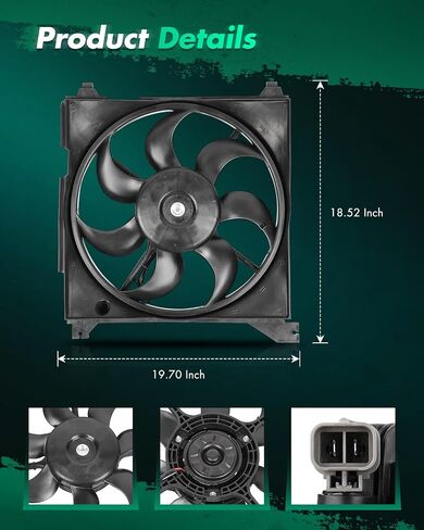 SCITOO Engine Radiator Cooling Fan Assembly Compatible with 2001-2006 for Hyundai for Santa Fe 2.4L 2001-2006 for Hyundai for Santa Fe 2.7L 2003-2006 for Hyundai for Santa Fe 3.5L;Replace 600610 in Saudi Arabia