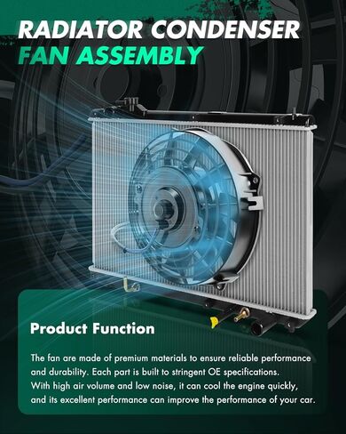 SCITOO Engine Radiator Cooling Fan Assembly Compatible with 2001-2006 for Hyundai for Santa Fe 2.4L 2001-2006 for Hyundai for Santa Fe 2.7L 2003-2006 for Hyundai for Santa Fe 3.5L;Replace 600610 in Saudi Arabia