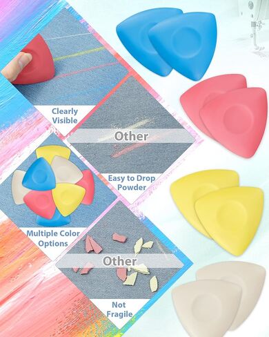 FIVEIZERO 4Pcs Tailors Chalk, Triangle Sewing Chalk for Fabric, Fabric Chalk Markers for Quilting, Tailoring and DIY Crafts in Kuwait