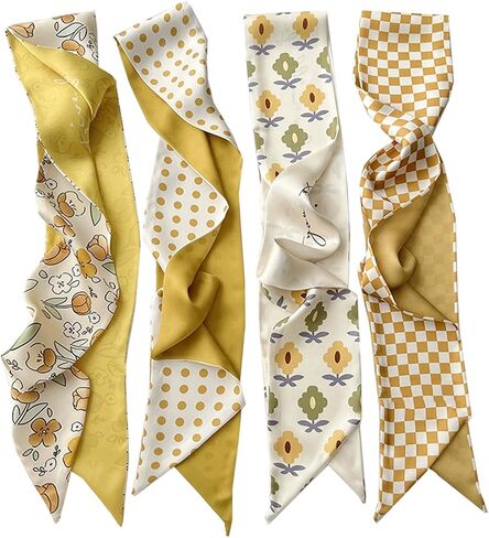 WENLOOY 4 Pack Purse Scarf Bags for Women Handbag Scarfs Band Lightweight Skinny Hair Neck Accessories Fashion Gifts in Saudi Arabia