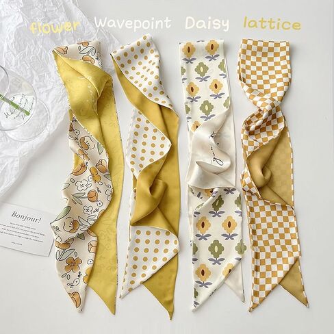 WENLOOY 4 Pack Purse Scarf Bags for Women Handbag Scarfs Band Lightweight Skinny Hair Neck Accessories Fashion Gifts in Saudi Arabia