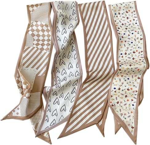 WENLOOY 4 Pack Purse Scarf Bags for Women Handbag Scarfs Band Lightweight Skinny Hair Neck Accessories Fashion Gifts in Kuwait