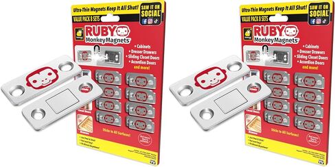 مغناطيس Ruby Monkey As-on-On-TV ، ألواح مغناطيسية فائقة الرقيقة تبقيها كلها مغلقة وسريعة وسهلة ، فقط Peel & Stick ، ​​التصميم النحيف يناسب في أي مكان ، الخزانات ، الأدراج والمزيد ، 8 مجموعات in Saudi Arabia