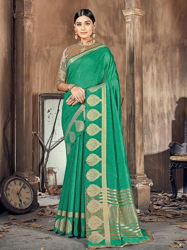Elina fashion Sarees For Women Indian Diwali Bollywood Cotton Art Silk Saree Woven Gift Sari & Unstitched Blouse in Saudi Arabia