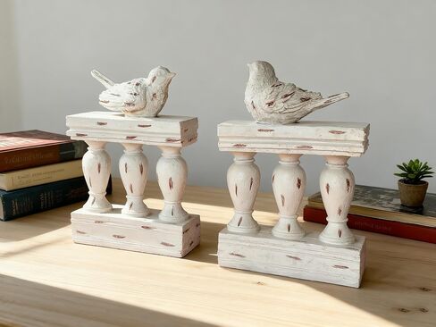 2PCS Vintage White Resin Decorative Bookends with Bird White Bird Bookends for Kids Rooms Decorative Book Ends for Heavy Books (White) in Saudi Arabia