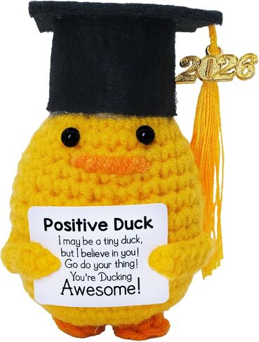2026 Graduation Mini Duck Decor Gifts for Women Men, High School College Grad Class of 2026 Handmade Positive Crochet Doll Duck for Him Her 4.1in Cute Emotional Support Pickle Graduation Decoration in Saudi Arabia