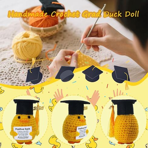 2026 Graduation Mini Duck Decor Gifts for Women Men, High School College Grad Class of 2026 Handmade Positive Crochet Doll Duck for Him Her 4.1in Cute Emotional Support Pickle Graduation Decoration in Saudi Arabia
