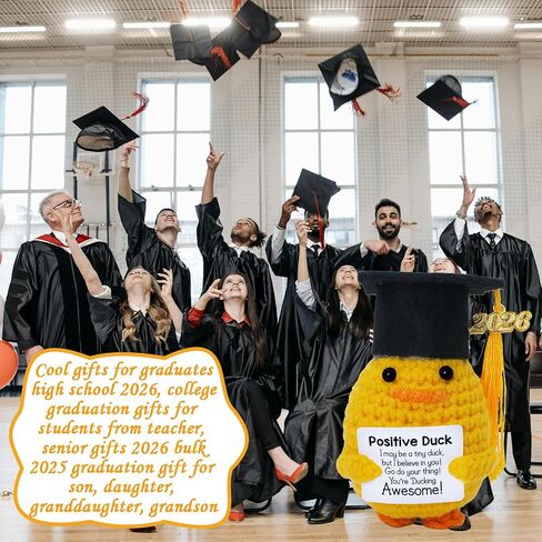 2026 Graduation Mini Duck Decor Gifts for Women Men, High School College Grad Class of 2026 Handmade Positive Crochet Doll Duck for Him Her 4.1in Cute Emotional Support Pickle Graduation Decoration in Saudi Arabia