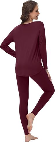 WiWi Women's Pajamas Leggings Lounge Set Viscose from Bamboo Sleepwear Long Sleeve Top and Pants Lightweight Pjs S-XXL in Saudi Arabia